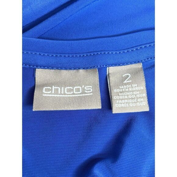 Women’s Chicos Stella High Low Scoop Basic Knit‎ Blue Short-Sleeve Shirt Size 2 - Picture 3 of 3